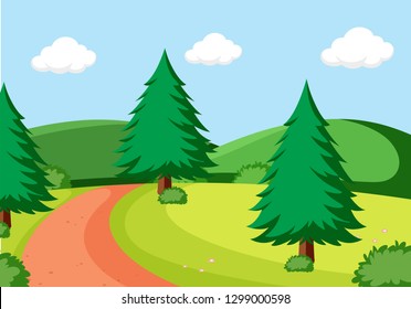 A flat nature landscape illustration