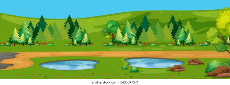 A flat nature landscape illustration