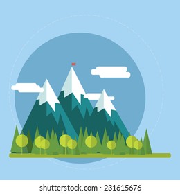 Flat nature landscape illustration - Vector illustration in trendy flat style