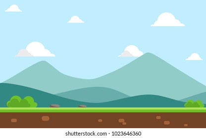 Flat nature landscape vector illustration for game or website