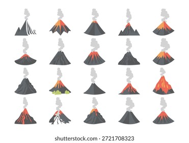 Flache Natur Magma Vulkan Euption Illustration