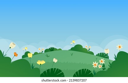 Ilustración de paisajes de primavera de naturaleza plana