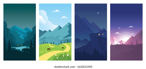 flat nature vector illustration for posters, cover design templates, smartphone wallpapers