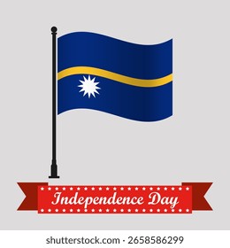 Wohnung Nauru Unabhängigkeitstag mit Wellen Flagge
