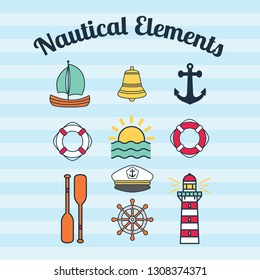 Flat Nautical Design Element for Kids