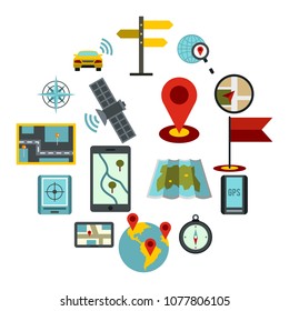 Flat navigation icons set. Universal navigation icons to use for web and mobile UI, set of basic navigation elements isolated vector illustration