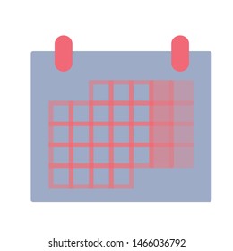 Flat navy blue and red calendar vector icon isolated on white background.