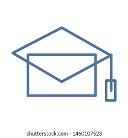 Flat navy blue square, rhombus and rectangle line icon vector, graduated education sign.