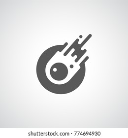Flat negative space comet icon isolated on a light background 