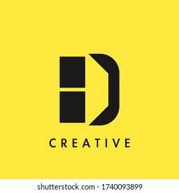 Flat Negative Space Initial Letter B Logo Icon Simple Vector Design Template