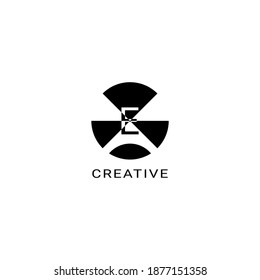 Flat Negative Space Initial Letter E  Logo Icon Simple Vector Design Template isolated white background