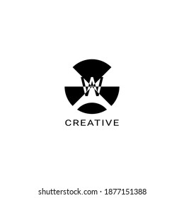 Flat Negative Space Initial Letter W Logo Icon Simple Vector Design Template isolated white background