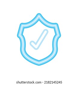 flat neon shield over white