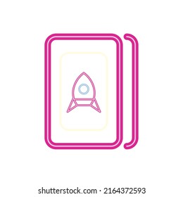 flat neon video game design over white