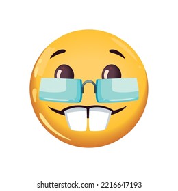 flat nerd emoji over white background