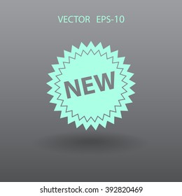 Flat New label icon, vector illustration