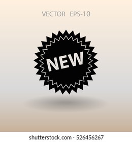 Flat New label icon, vector illustration