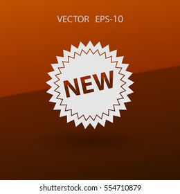 Flat New label icon, vector illustration