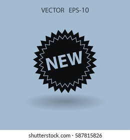 Flat New label icon, vector illustration