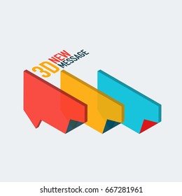 Flat new message concept, modern 3d isometric vector design