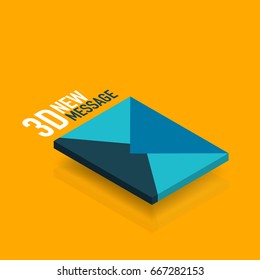 Flat new message concept, modern 3d isometric vector design