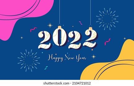 Flat new year 2022 greeting card template
