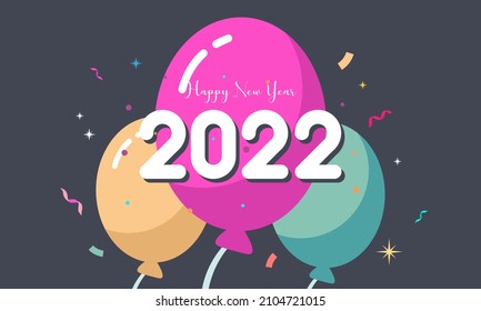 Plantilla de tarjeta de felicitación plana para el año 2022