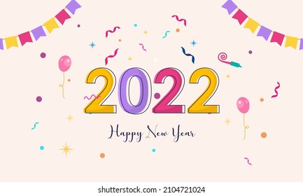 Flat new year 2022 greeting card template