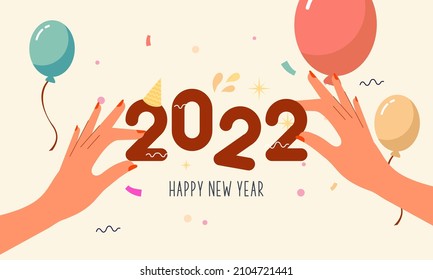 Flat new year 2022 greeting card template