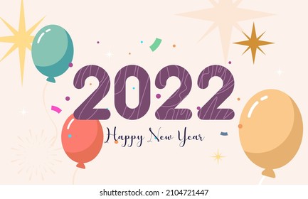 Flat new year 2022 greeting card template