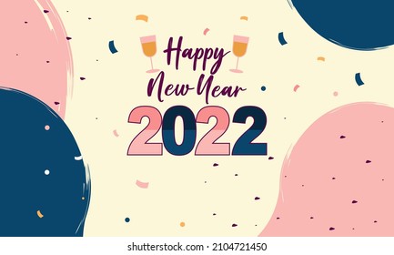 Flat new year 2022 greeting card template