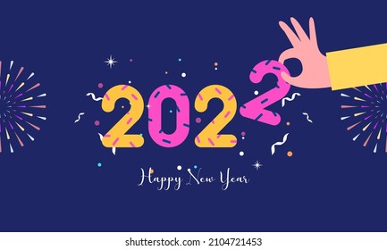 Plantilla de tarjeta de felicitación plana para el año 2022
