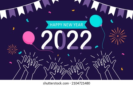 Flat new year 2022 greeting card template