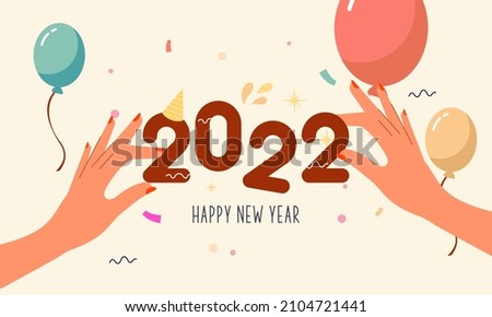 Flat new year 2022 greeting card template