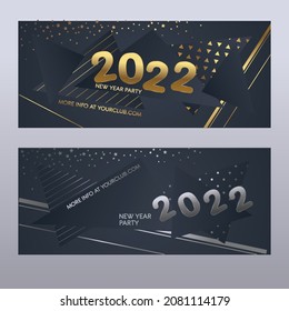 modelo de diseño vectorial de banners de partido de año nuevo 2022 plana