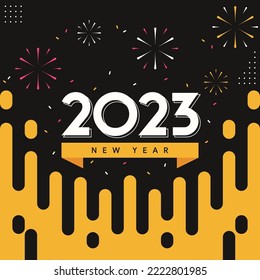 plantilla de publicaciones en redes sociales de año nuevo plano