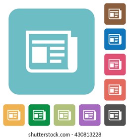 Flat news icons on rounded square color backgrounds.
