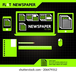 flat newspaper design element with communication device