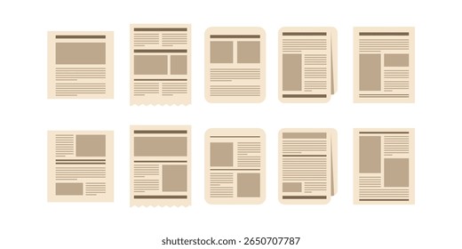 Flat Newspaper Layout Set Illustration 
