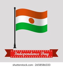 Flat Niger Independence Day With Waving Flag