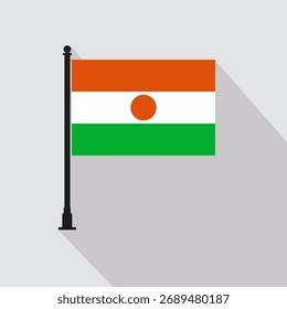 Flat Niger Rectangle Flag Pole in Official Colors