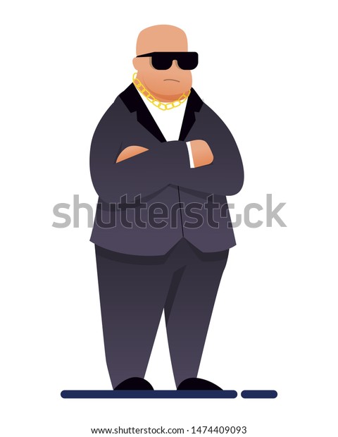 Flat Night Club Security Guard Chief Stock Vector Royalty Free