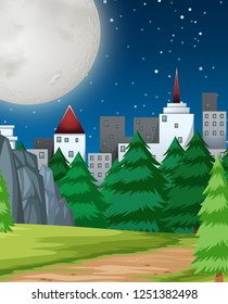 Ilustración de paisajes nocturnos planos