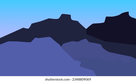 flat night mountain design background wallpaper