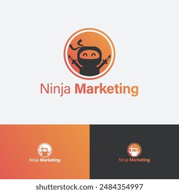 Flat ninja business logo template