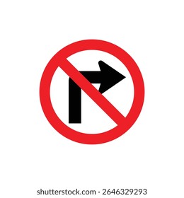 Flat no right turn traffic sign icon