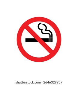 Flat no smoking warning traffic sign icon