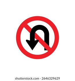 Icono de Vector de señal de tráfico sin giro en U