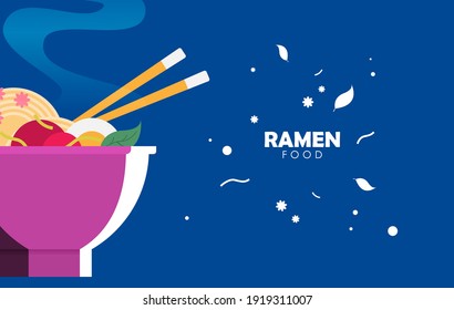 Flat noodle ramen graphic vector illustration