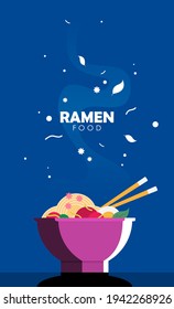 Flat noodle ramen graphic vector illustration